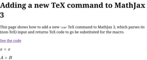 main image for Add a TeX command to MathJax v3