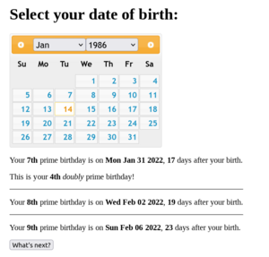 main image for When's your next prime birthday?