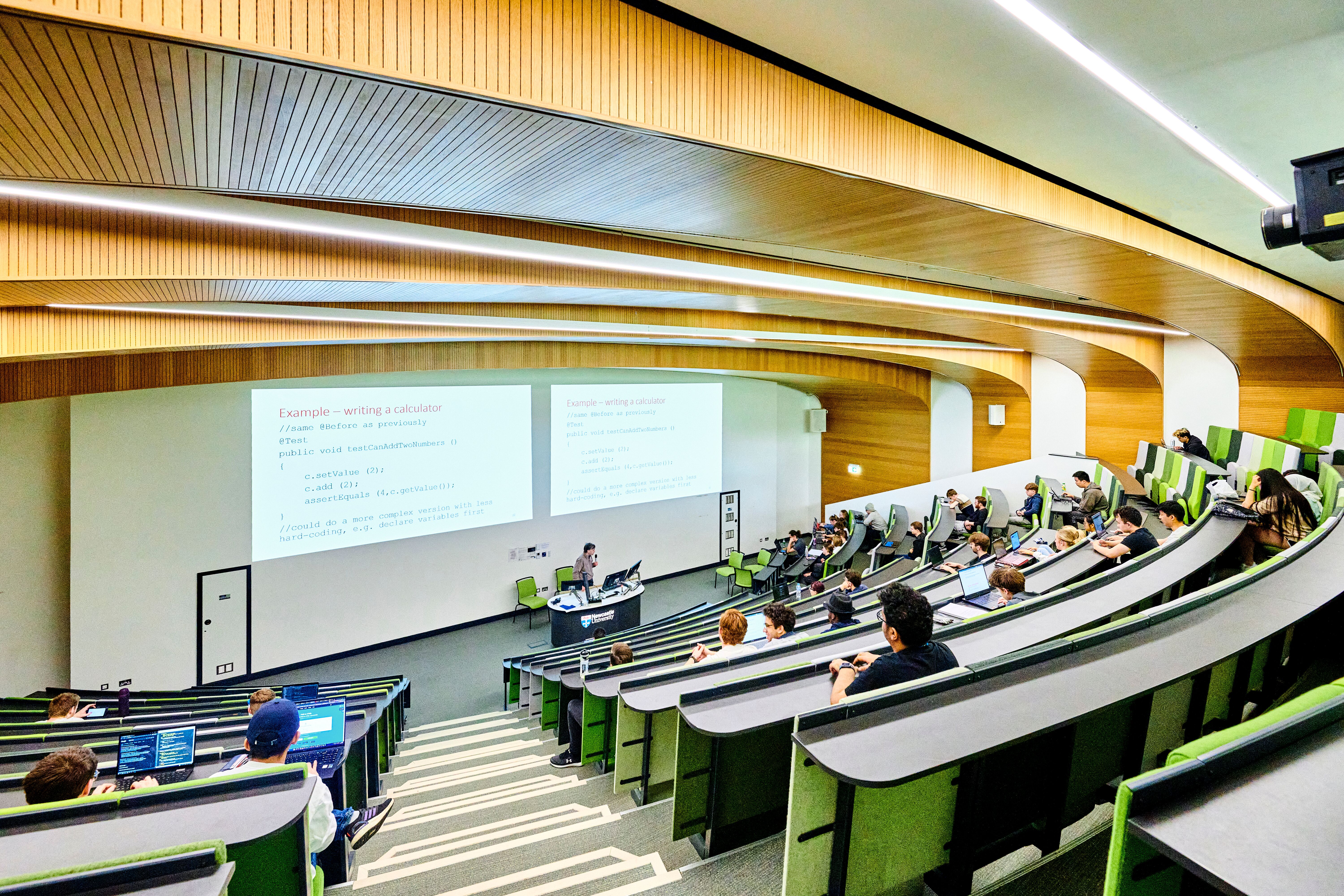 Students have most lessons in big lecture theatres